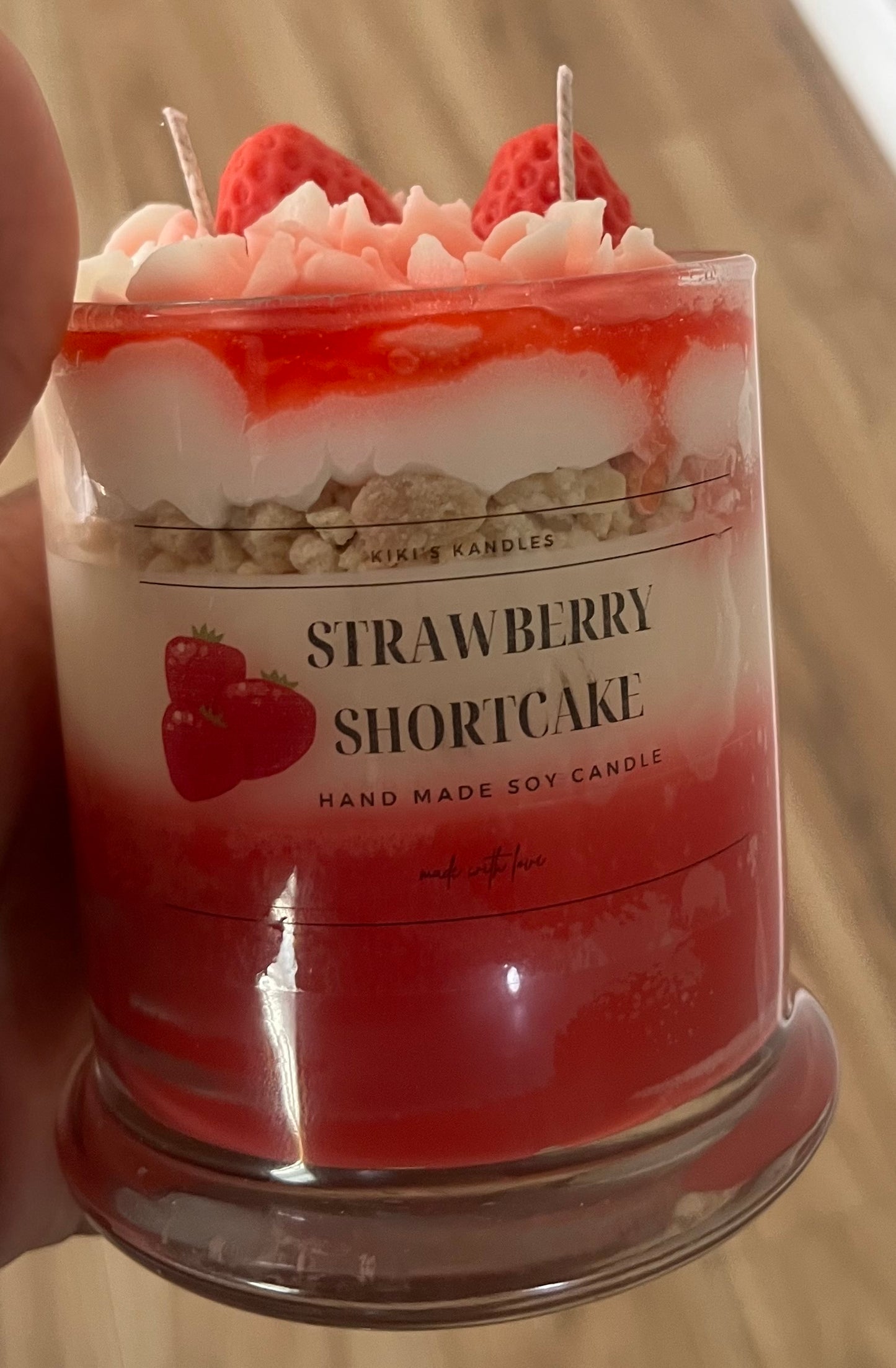 Strawberry shortcake candle