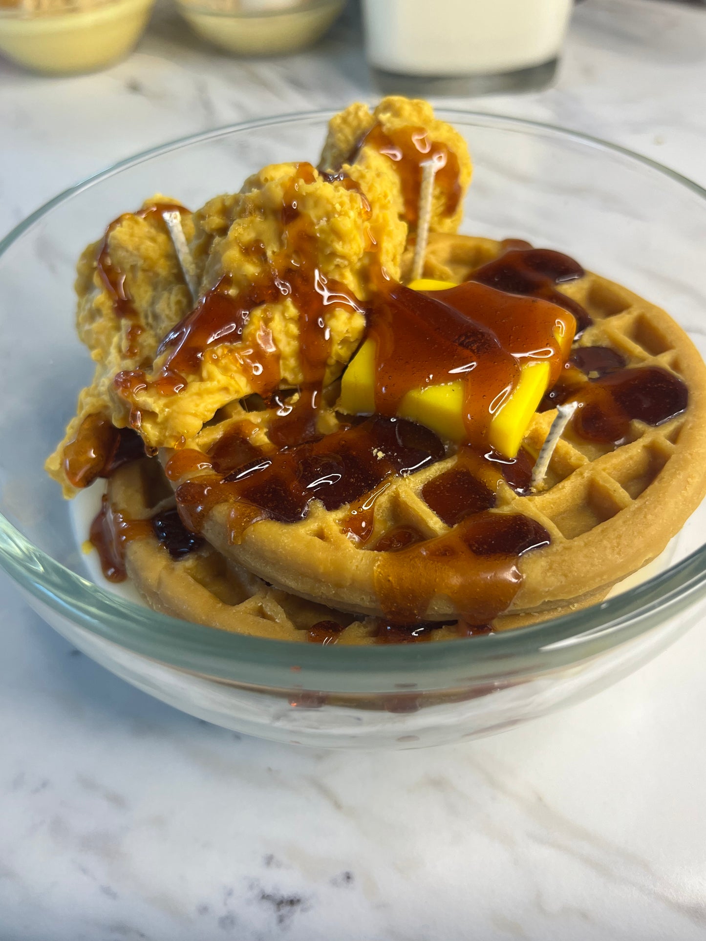Chicken and waffle candle