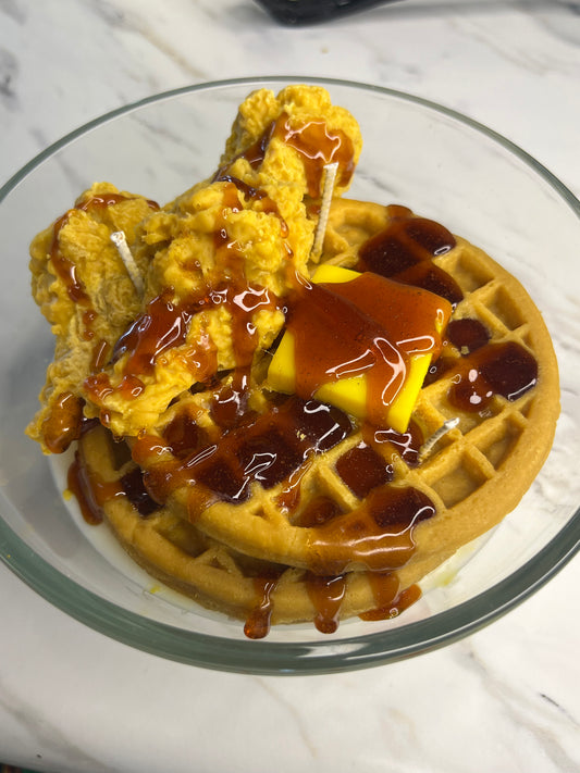 Chicken and waffle candle