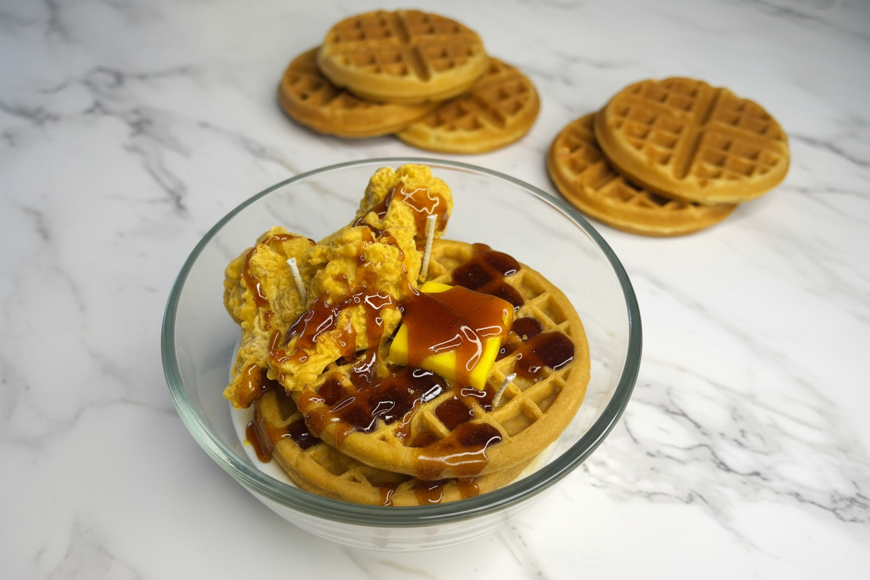 Chicken and waffle candle