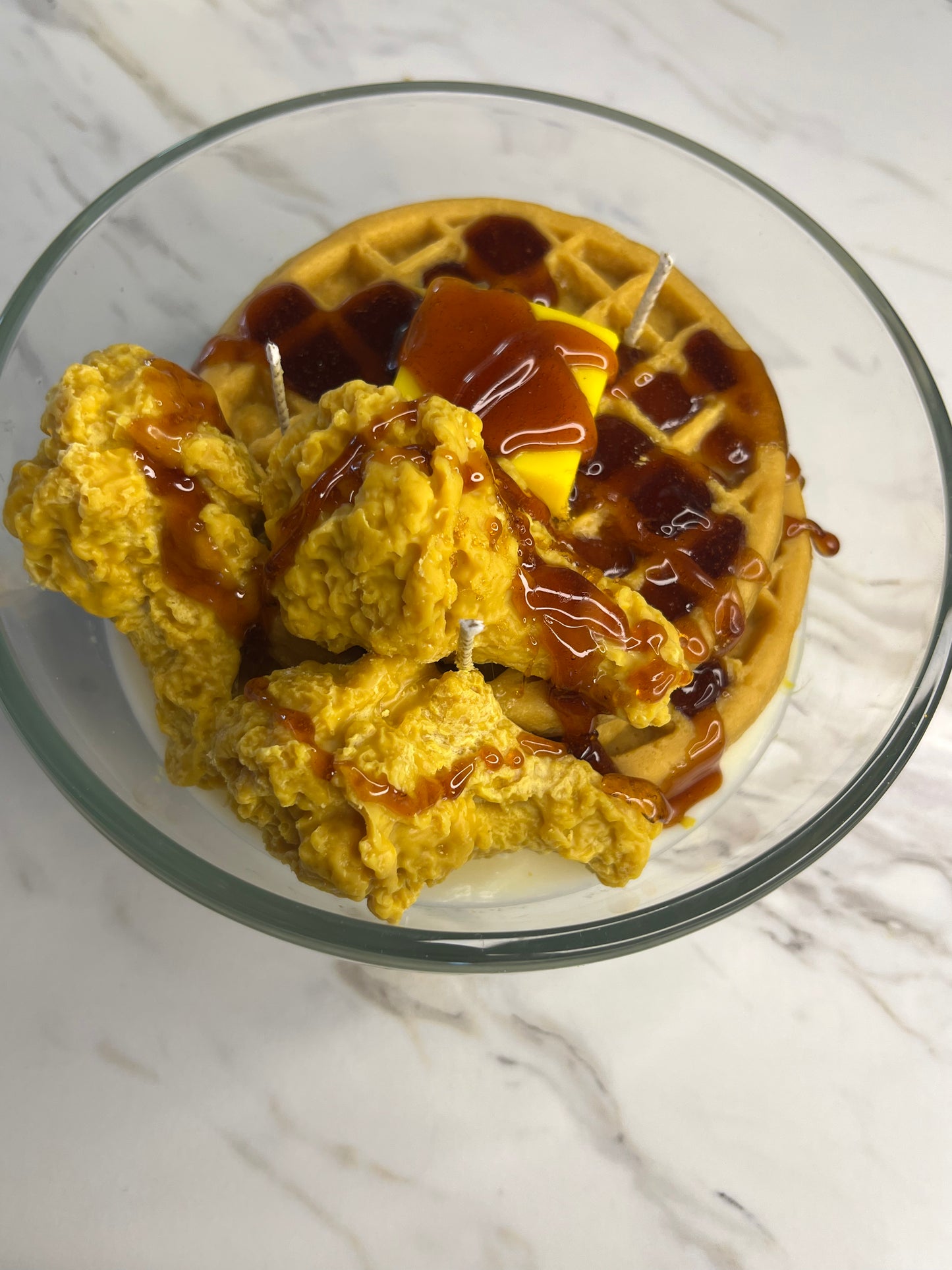 Chicken and waffle candle